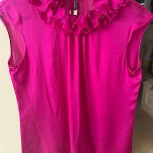 Carolina Herrera Pink Ruffled Sleeveless Blouse
